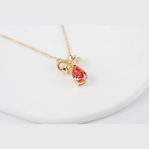Red Pear Diamond Necklace