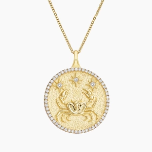 14K Yellow GoldLuxe Cancer Zodiac Pavé Pendant