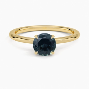 Sapphire Petite Elodie 1.5mm RingSet with 5.5mm Teal Round Montana Sapphire