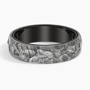 Meteorite and TungstenHammered Meteorite 6mm Wedding Ring
