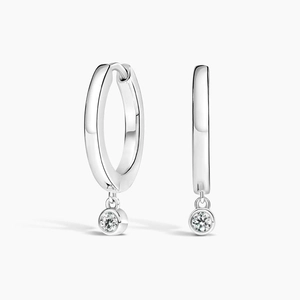 Diamond Drop Huggie Earrings