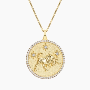 14K Yellow GoldLuxe Taurus Zodiac Pavé Pendant