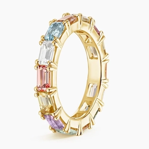 Pastel Emerald-Cut Multi Colored Gemstone Ring
