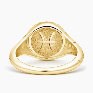 Pisces Zodiac Diamond Signet Ring