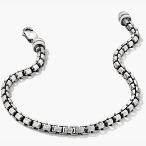 Round Box Chain Bracelet Oxidized Sterling Silver