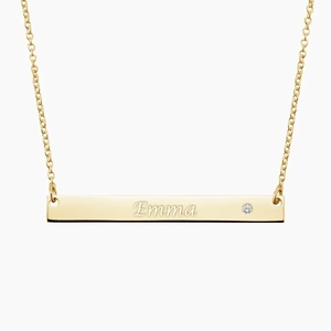 Engravable Horizontal Bar Diamond Pendant