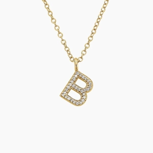 14K Yellow GoldInitial Diamond Pendant Necklace