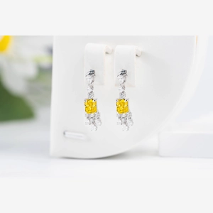 Yellow Radiant Diamond Earings