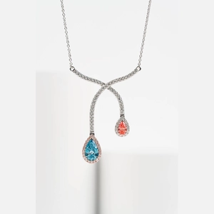 Red and Blue Pear Diamond Necklace