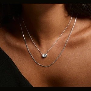 Lucia Necklace Sterling Silver, Lab Grown White Sapphire