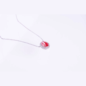 Red Oval Diamond Necklace