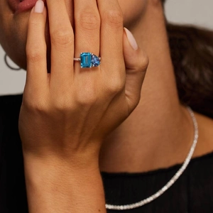 Toi et Moi London Blue Topaz and Lab Alexandrite Cocktail Ring