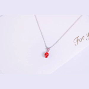 Red Oval Diamond Necklace