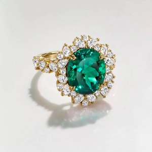 Olivetta Lab Emerald and Diamond Cocktail Ring