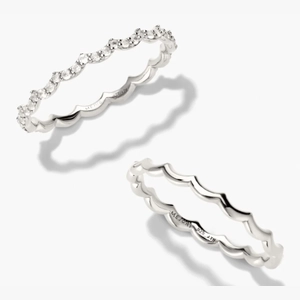 Slim Charlotte Stacker Set Sterling Silver, Lab Grown White Sapphire