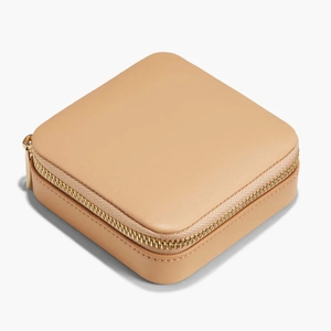 Travel Case Beige Grain Leather, Anti-tarnish Microsuede