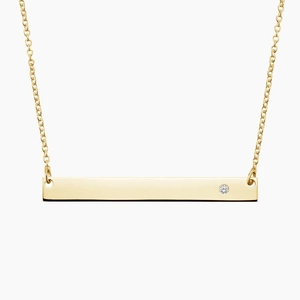 Engravable Horizontal Bar Diamond Pendant