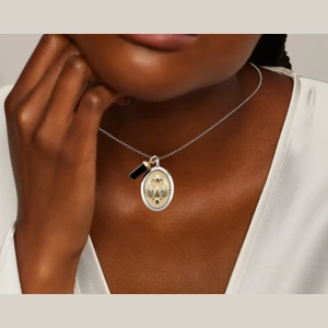 Scarab Black Onyx and Diamond Pendant in 14K Yellow Gold and 14K White Gold
