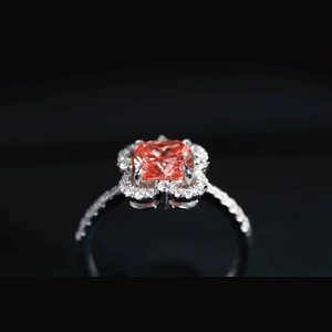 Red Cushion Diamond Ring