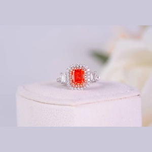 Red Emerald Diamond Ring