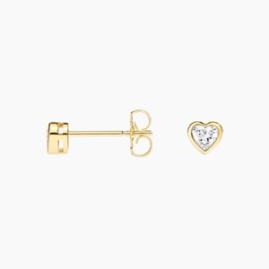 14K Yellow GoldHeart Shaped Lab Diamond Bezel Stud Earrings