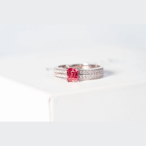 Red Emerald Diamond Ring
