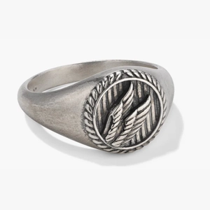 Victory Signet Ring Oxidized Sterling Silver