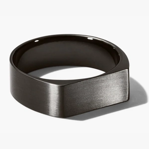 Slim Rectangular Signet Ring Black Titanium