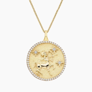 14K Yellow GoldLuxe Sagittarius Zodiac Pavé Pendant