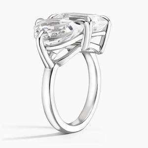 Toi et Moi Heart and Emerald Cut White Topaz Cocktail Ring