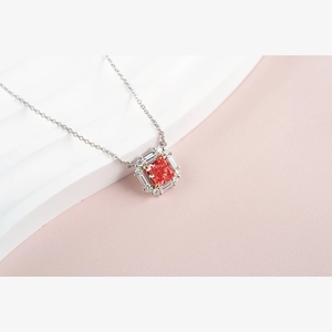 Red Cushion Diamond Necklace