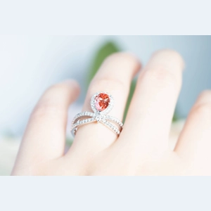 Red Pear Diamond Ring