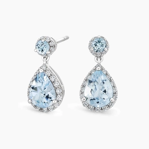18K White GoldFlorence Aquamarine and Diamond Earrings