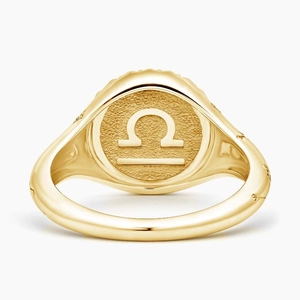 Libra Zodiac Diamond Signet Ring