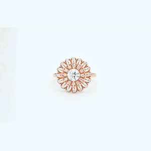 Sun Flower Round Diamond Ring