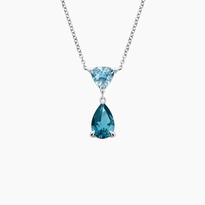 18K White GoldWinslet Aquamarine and London Blue Topaz Pendant