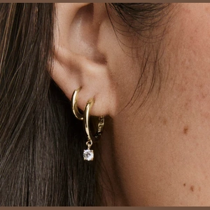 Round Lab Grown Sapphire Hoops 18k Gold Vermeil, Lab Grown Sapphire