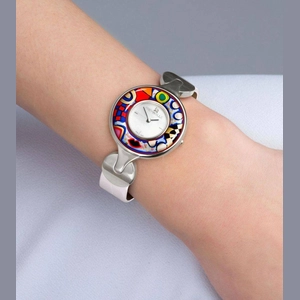 Watch Helena / Alligator watch strap - white