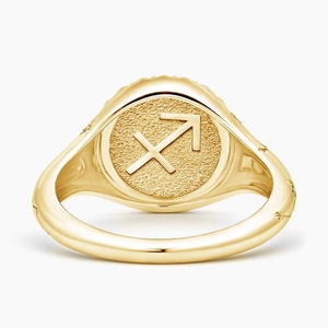 Sagittarius Zodiac Diamond Signet Ring