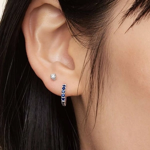 14K White GoldSoiree Sapphire Huggie Earrings