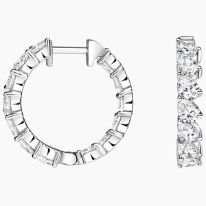 18K White GoldAngled Pear Lab Diamond Hoop Earrings (3 ct. tw.)