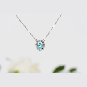 Blue Oval Diamond Ring