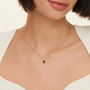 18K Yellow GoldFloating Solitaire Lab Emerald Pendant