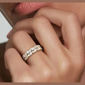Olivetta Double Row Lab Eternity Diamond Ring in 18K Yellow Gold