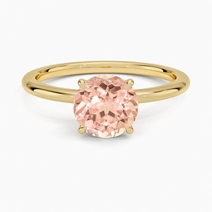 Lab Grown Sapphire Petite Elodie 1.5mm RingSet with 7mm Peach Round Lab Grown Sapphire