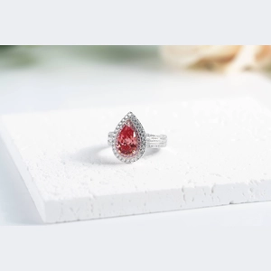 Red Pear Diamond Ring
