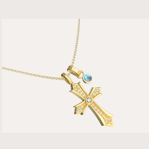 Faith Energy Cross Blue Diamond Pendant with Moonstone
