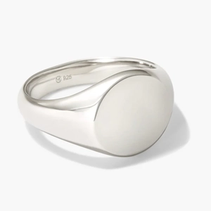 Bold Round Signet Ring Sterling Silver