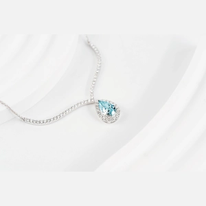 Blue Pear Diamond Necklace