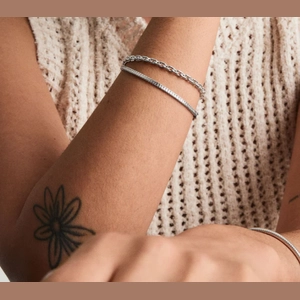 Trace Rectangle Chain Bracelet Sterling Silver